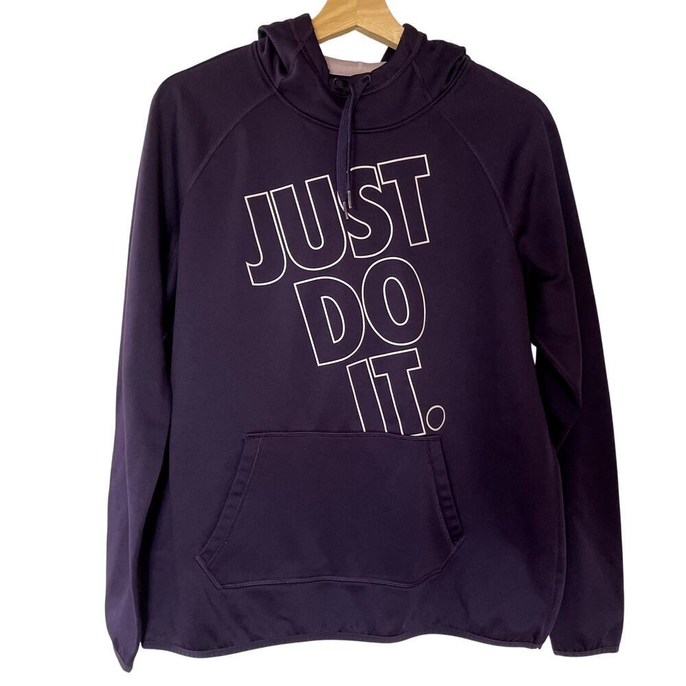 Nike dri fit just do it purple pullover hoodie sweater women's size large